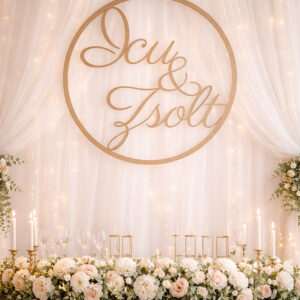 Egyedi esküvői írott fa felirat