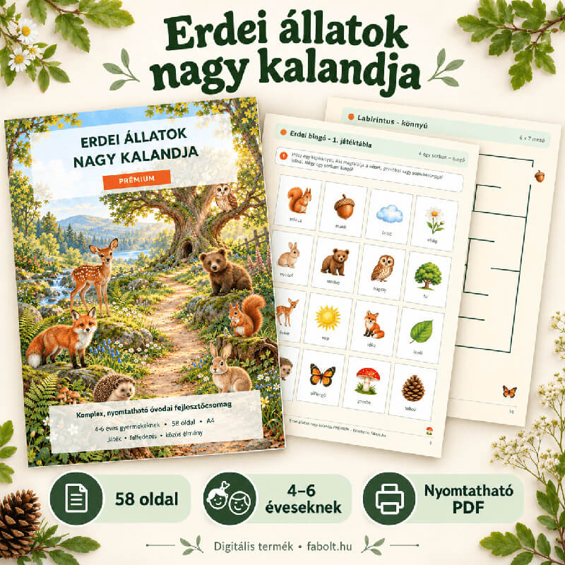 Erdei állatok nagy kalandja- nyomtatható fejlesztő csomag - Image 3