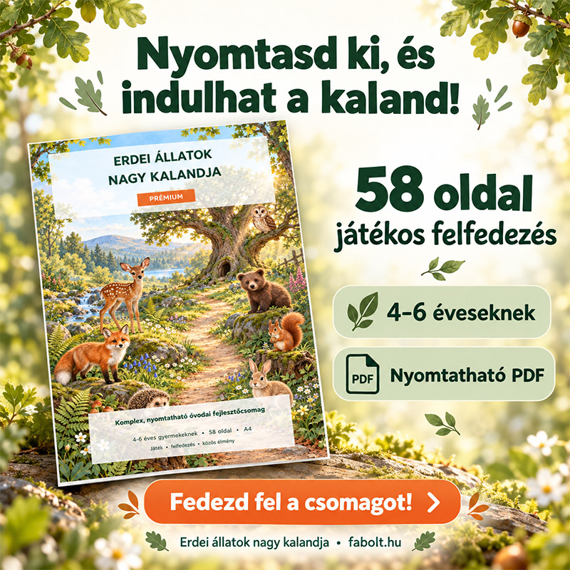 Erdei állatok nagy kalandja- nyomtatható fejlesztő csomag